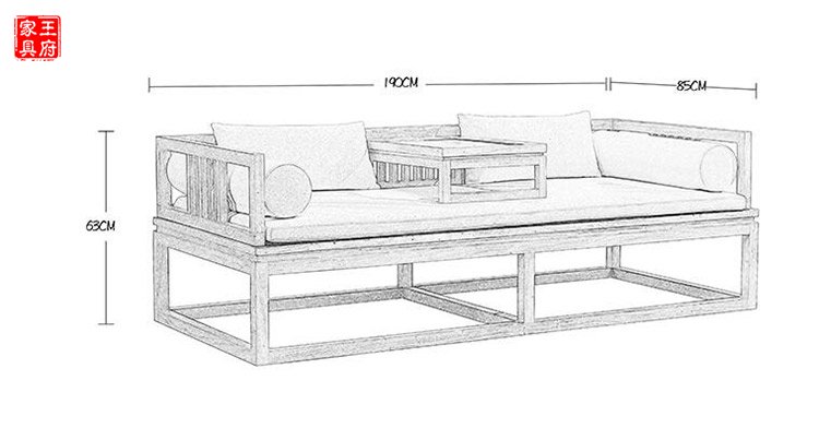 老榆木免漆罗汉床尺寸
